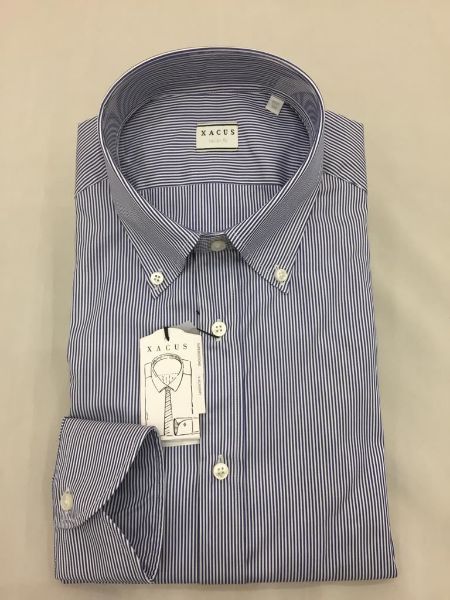 Immagine di XACUS  CAMICIA UOMO ART. 11232.003.507 TAILOR FIT RIGHE BLU.