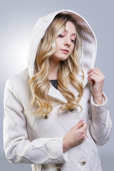 Bild von GIACCONE ERO DONNA  BOTTONI 2215 GHIACCIO FANTASIA RICAMO