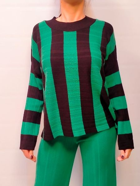 Immagine di | MAGLIA DONNA B.YU BY03039 VERDE / NERO