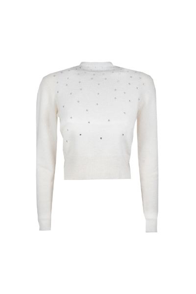 Immagine di . MAGLIA NENETTE DONNA CON STRASS MAGGIOLINO PANNA