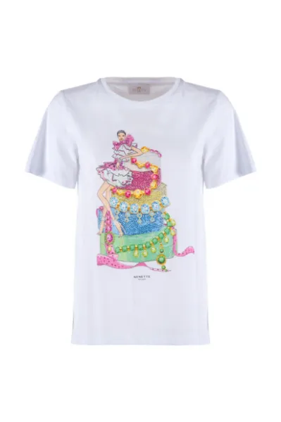 Immagine di . MAGLIA T-SHIRT DONNA NENETTE DERIK BIANCO